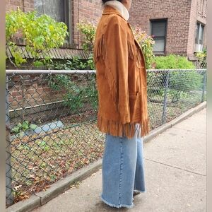 Tan Fringe Suede Genuine Leather Jacket Great Quality